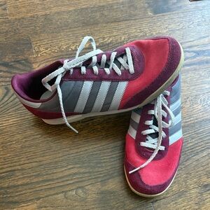 Adidas Men's Burgundy and Grey Trainers